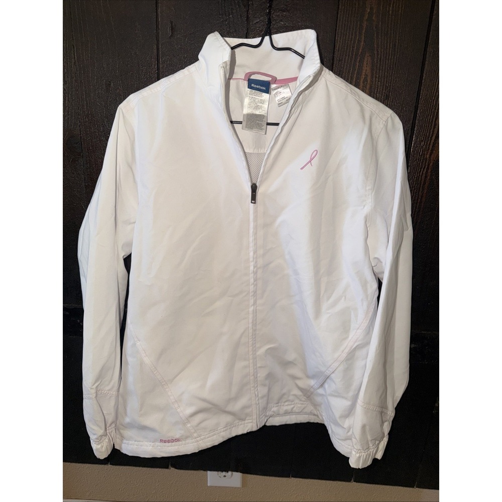 Reebok Vintage Full Zip Windbreaker Jacket Breast cancer Awareness Women's S